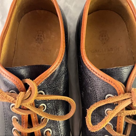 GAGLIARDI navy leather sneakers with leather laces size 9 men’s - Picture 2 of 5
